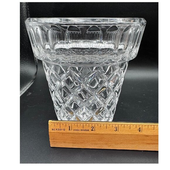 Vtg Waterford Marquis Diamond-Cut Flower Pot Vase 5.25" Tall Starburst Base Desi - Picture 7 of 7
